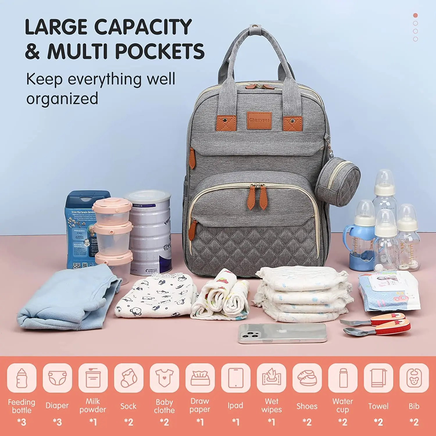 3 In 1 Diaper Bag Backpack Foldable Baby Bed Waterproof Travel Bag with USB Charge Diaper Bag Backpack with Changing Bed 3 types - Image 4